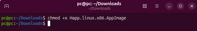 Выдача прав на запуск Happ в Linux